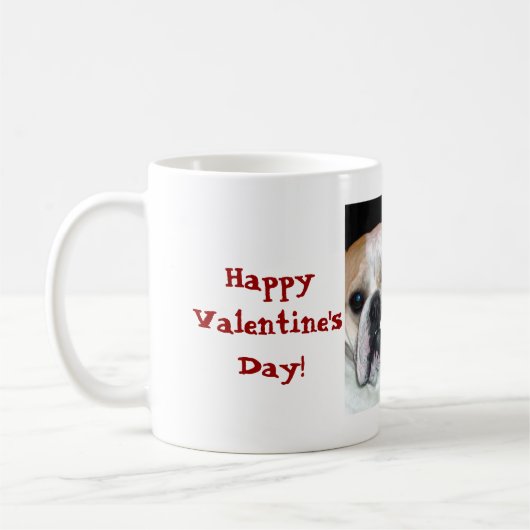 ブルドッグのバレンタインデーのマグ コーヒーマグカップ (左)