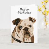 ブルドッグのバースデー・カードのおもしろいな挨拶状 カード (黄色い花)