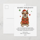 ブルドッグのユーヌイセーター クリスマス 犬 サンタ帽子 (正面/裏面)