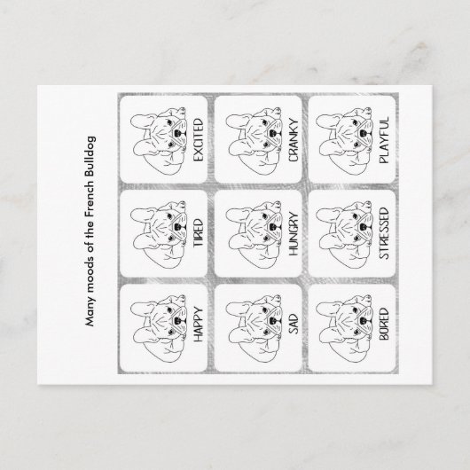 ブルドッグの多くの気分フランスのは ポストカード (正面)