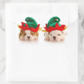 ブルドッグの子犬たちをエルフとして カスタムステッカー 長方形シール (バッグ)