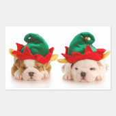 ブルドッグの子犬たちをエルフとして カスタムステッカー 長方形シール (正面)
