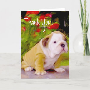 ブルドッグの子犬の芸術の挨拶状ありがとう サンキューカード
