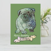 ブルドッグの子犬の誕生日招待状 フレンチブルドッグ 招待状 (スタンド正面)