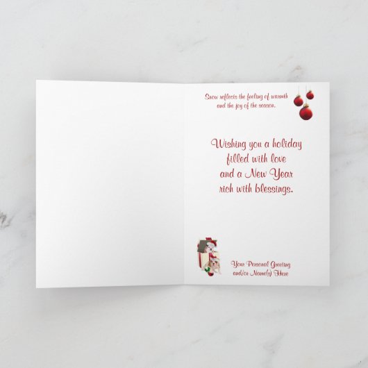 ブルドッグの子犬はそれが雪が降るようにしまカスタマイズ可能な#2に挨拶します シーズンカード (内部)