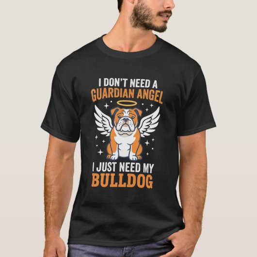 ブルドッグの守護天使の犬 Tシャツ (正面)