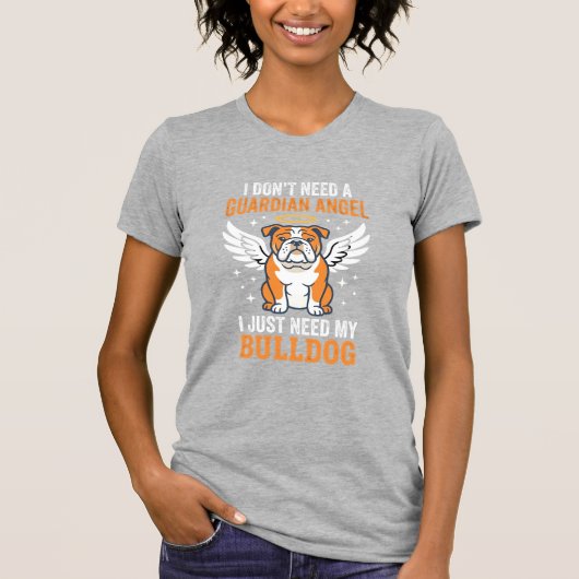 ブルドッグの守護天使の犬 Tシャツ (正面)