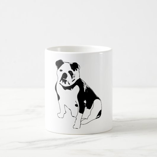ブルドッグの座像 白黒アート コーヒーマグカップ (中央)
