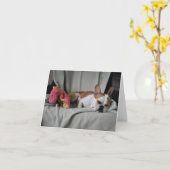 ブルドッグの挨拶状を雷が鳴って下さい カード (黄色い花)