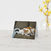 ブルドッグの挨拶状を雷が鳴って下さい カード (黄色い花)