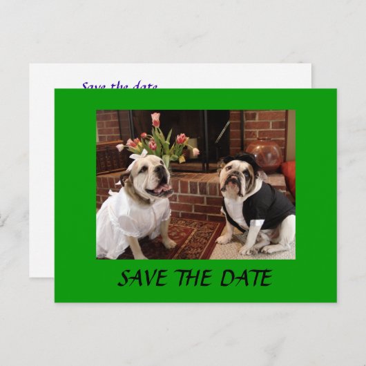 ブルドッグの日付を保存する 案内ポストカード (正面/裏面)