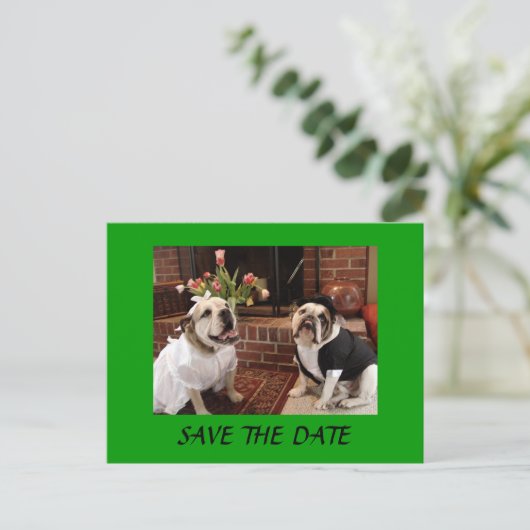 ブルドッグの日付を保存する 案内ポストカード (スタンド正面)