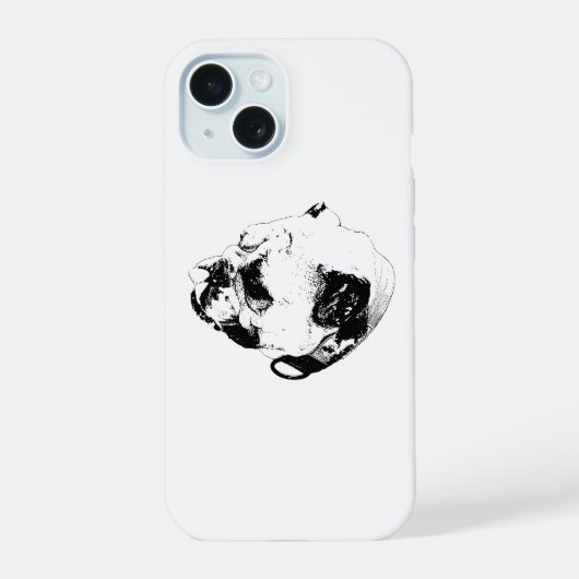 ブルドッグの温かい気分 iPhone 15ケース (裏面)