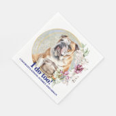 ブルドッグの結婚式のナプキン 犬の写真入り スタンダードランチョンナプキン (角)