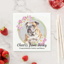 ブルドッグの結婚式のナプキン 犬の写真入り スタンダードランチョンナプキン