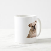ブルドッグの肖像画 クリーム色マグカップ - 犬好きへのギフト コーヒーマグカップ (正面右)