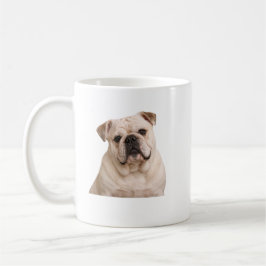 ブルドッグの肖像画 クリーム色マグカップ - 犬好きへのギフト コーヒーマグカップ