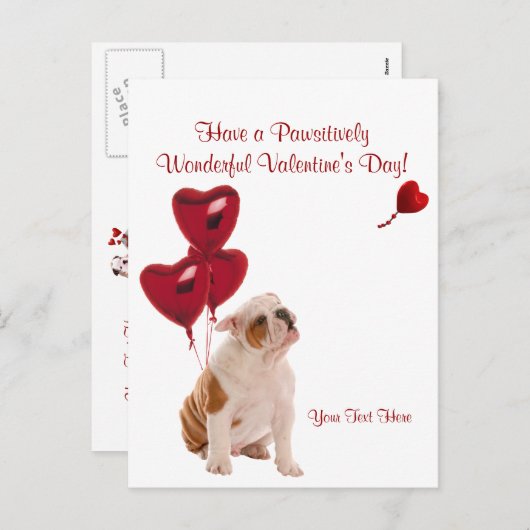 ブルドッグの親しみやすい素晴らしいバレンタインデーの願い シーズンポストカード (正面/裏面)