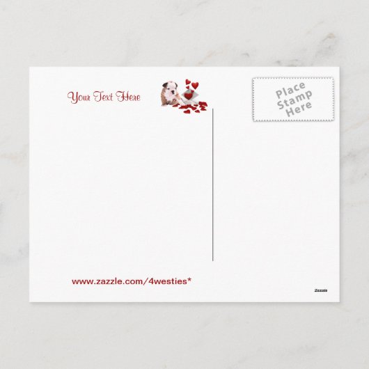 ブルドッグの親しみやすい素晴らしいバレンタインデーの願い シーズンポストカード (裏面)