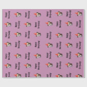 ブルドッグの誕生会の帽子 ラッピングペーパー (フラット)