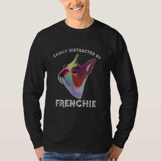 ブルドッグの贈り物にフランスの気を取られおもしろいやすい Tシャツ