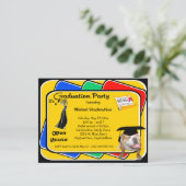 ブルドッグの黒い卒業のグローラーのパーティーの招待 招待状 (スタンド正面)