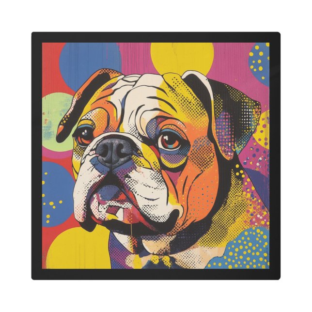 ブルドッグはっきりしたアポップ・アートのート メタルプリント (正面)