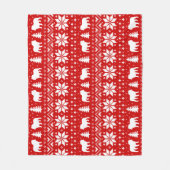 ブルドッグはクリスマスのセーターパターンのシルエットを描きます フリースブランケット (正面)