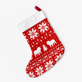 ブルドッグはパターンかわいい犬の恋人のシルエットを描きます スモールクリスマスストッキング (裏面 (吊り時))