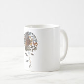 ブルドッグひまわり私の世界犬をテーマにした女性 コーヒーマグカップ (正面右)