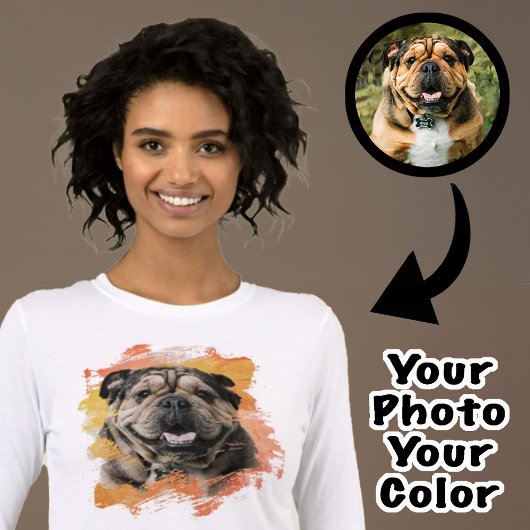 ブルドッグまたはグランジあなたの写真犬の母タン&ホワイト トライブレンドTシャツ