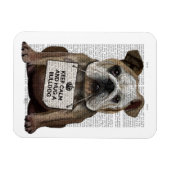 ブルドッグを抱く マグネット (横)