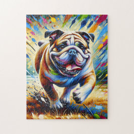 ブルドッグアクリルアートドッグポートレートプリントドッグ恋人 ジグソーパズル