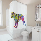 ブルドッグアートウォーターカラーポートレート シャワーカーテン (インサイチュ)