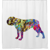 ブルドッグアートウォーターカラーポートレート シャワーカーテン (正面)