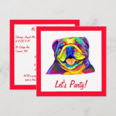 ブルドッグインカラー誕生日 招待状 (正面/裏面)