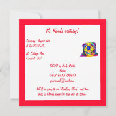 ブルドッグインカラー誕生日 招待状 (裏面)