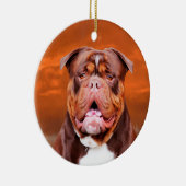 ブルドッグウォーターカラーアートポートレート セラミックオーナメント (右)