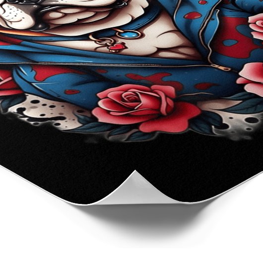 ブルドッグオールドスクールタトゥースタイルレトロヴィンテージ ポスター (角)