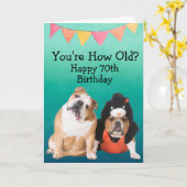 ブルドッグカスタムカーおもしろいドから70歳の誕生日 カード (黄色い花)