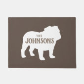 ブルドッグカスタムシルエット犬の恋人の姿 ドアマット (正面)