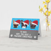 ブルドッグカッコいいフランスののクリスマス カード (黄色い花)