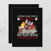 ブルドッグギフト |コーヒー彼女はまたブルドッグフランスのが必要 サンキューカード (正面/裏面)