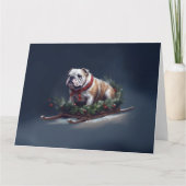 ブルドッグクリスマスの冬 カード (正面)