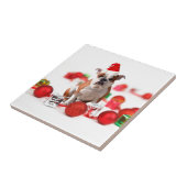 ブルドッグクリスマスギフトボックスオーナメントレッドサンタハット タイル (側面)