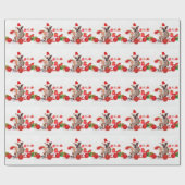 ブルドッグクリスマスギフトボックスオーナメントレッドサンタハット ラッピングペーパー (フラット)