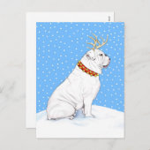 ブルドッグクリスマストナカイ白 シーズンポストカード (正面/裏面)