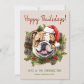 ブルドッグクリスマスハッピーパウィーデイズハウリデイズ シーズンカード (正面)