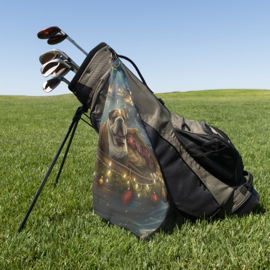 ブルドッグクリスマスフェスティバル航海 ゴルフタオル (グリーン)