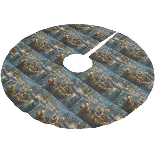 ブルドッグクリスマスフェスティバル航海 ブラッシュドポリエステルツリースカート (アングル)